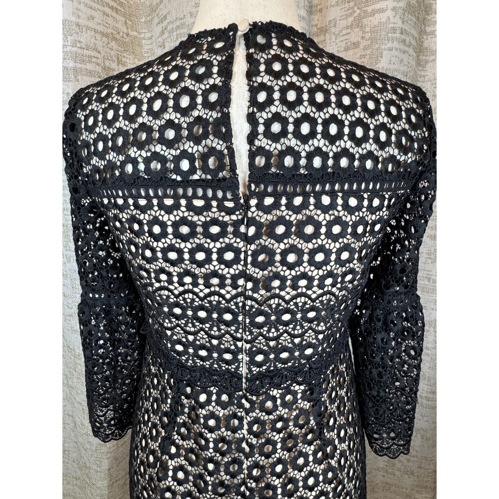 NWT J.Crew G7801 Bell Sleeve Daisylace Sheath Cocktail Dress Black Nude Size 6 - Picture 8 of 16